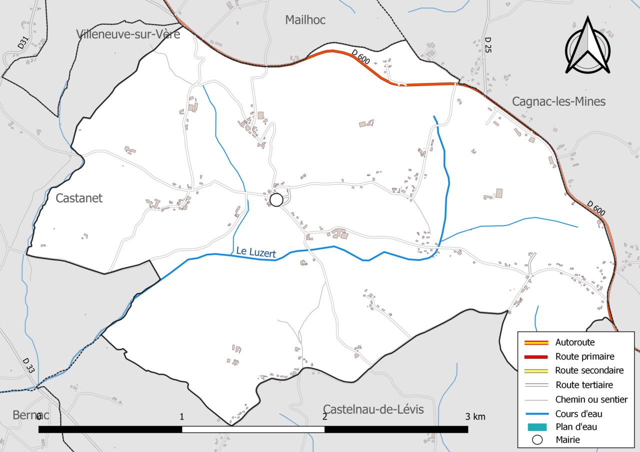 Réseaux hydrographique et routier de Sainte-Croix.